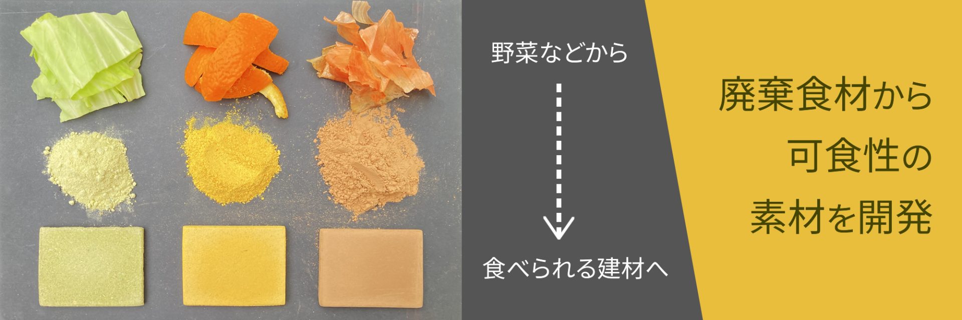 廃棄食材から可食性の素材を開発
